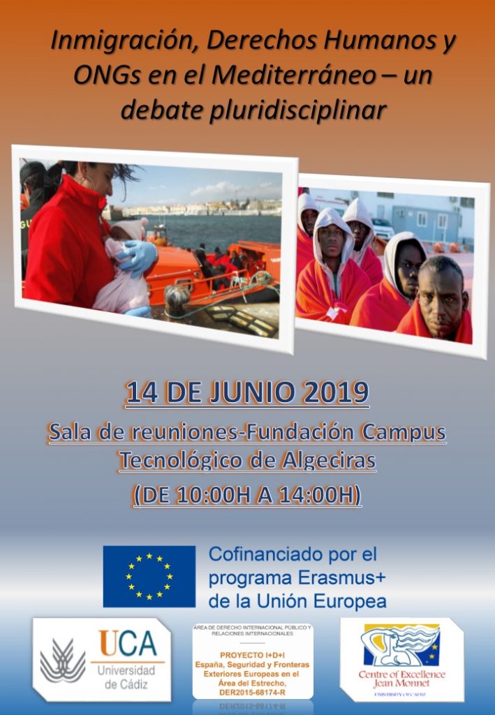 El 14 de junio de 2019 se celebrarán las Jornadas “Inmigración, Derechos Humanos y ONGs en el Mediterráneo – un debate pluridisciplinar´´