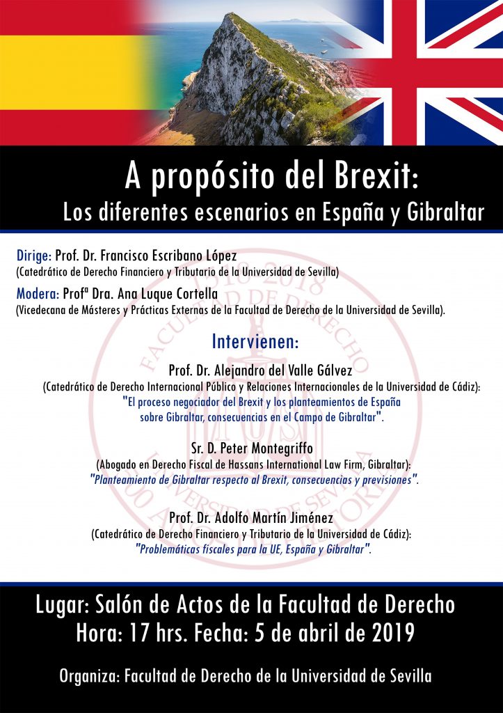 El Catedrático Alejandro del Valle participará el 5 de abril en el Congreso “A propósito del Brexit: Los diferentes escenarios en España y Gibraltar” en Sevilla