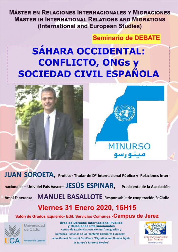 Mañana viernes 31, se celebra el Seminario de debate: SÁHARA OCCIDENTAL: CONFLICTO,ONGs Y SOCIEDAD CIVIL ESPAÑOLA.