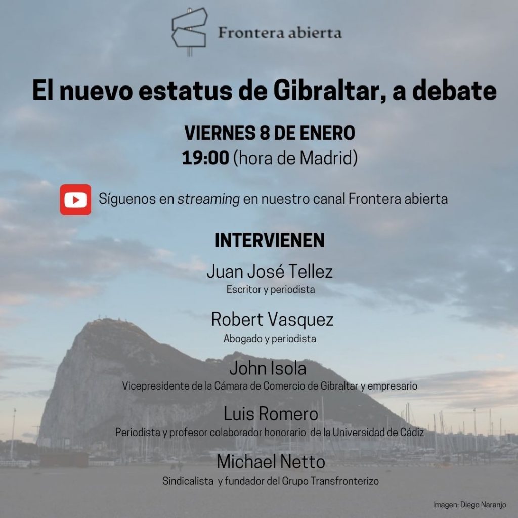 D. Luis Romero Bartumeus, miembro de la Cátedra Jean Monnet participa en la charla-coloquio: El nuevo estatus de Gibraltar, a debate, del canal “Frontera abierta”.