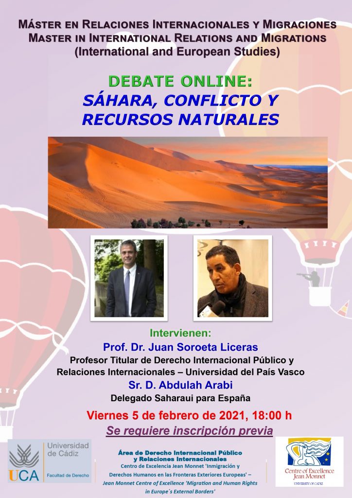 El próximo viernes 5 de febrero, se celebra el Debate online: «Sáhara Conflicto y Recursos Naturales».