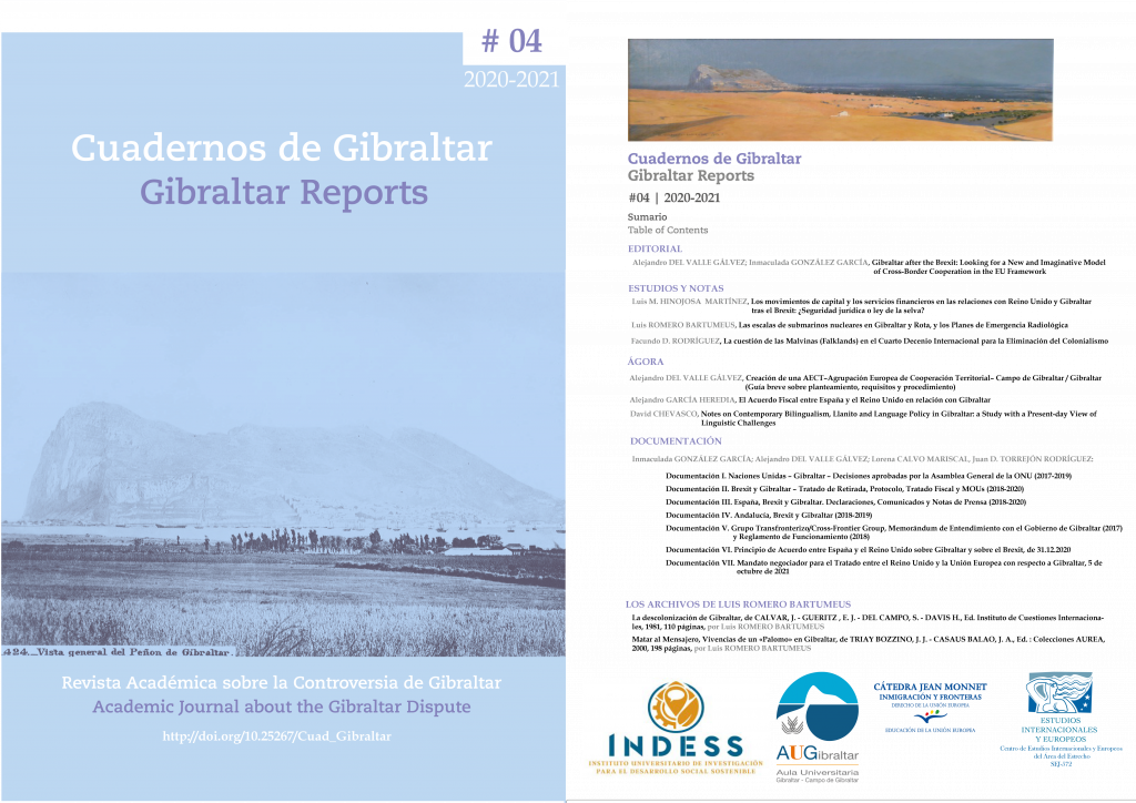 REVISTA CUADERNOS DE GIBRALTAR/GIBRALTAR REPORTS- YA ESTÁ PUBLICADO EL Nº4 DE 2021