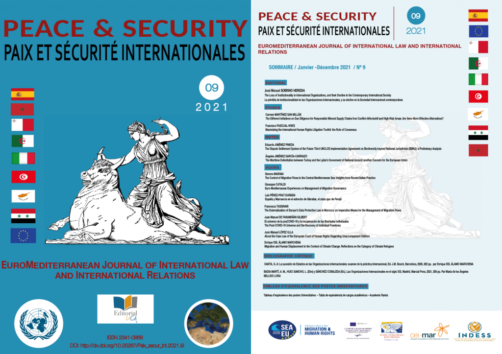 Revista PEACE & SECURITY-PAIX ET SÉCURITÉ INTERNATIONALES (EuroMediterranean Journal of International Law and International Relations) -Ya está publicado el Nº9 de 2021